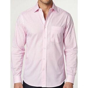 Brooks Brothers Pink & White Checkered Button Down Long Sleeve 26.5” 34/35 #761